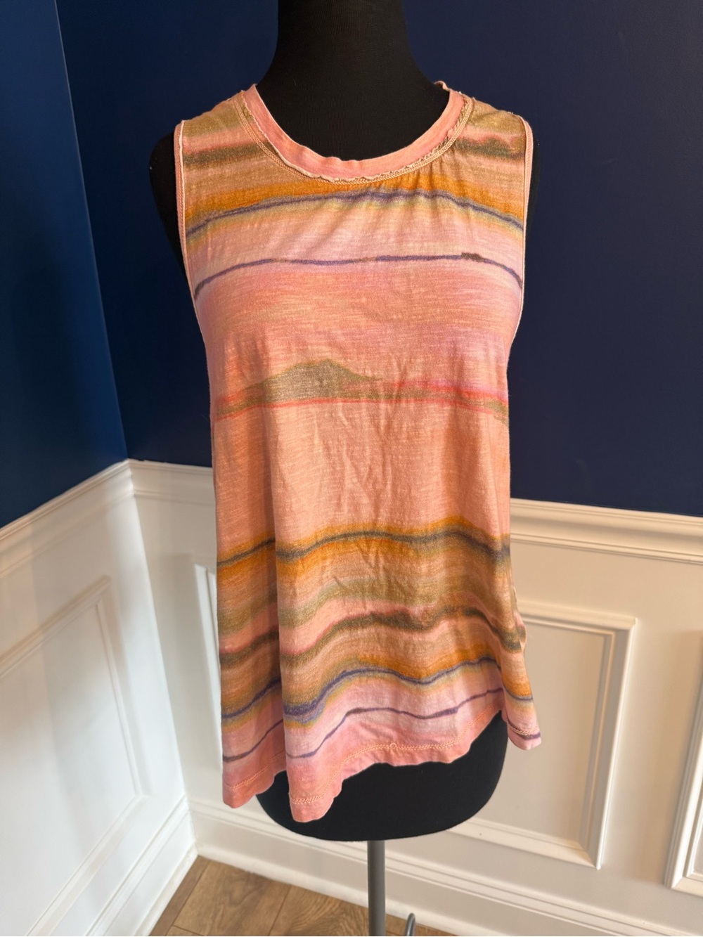 Pilcro Pink Multicolor Stripe Sleeveless Tank